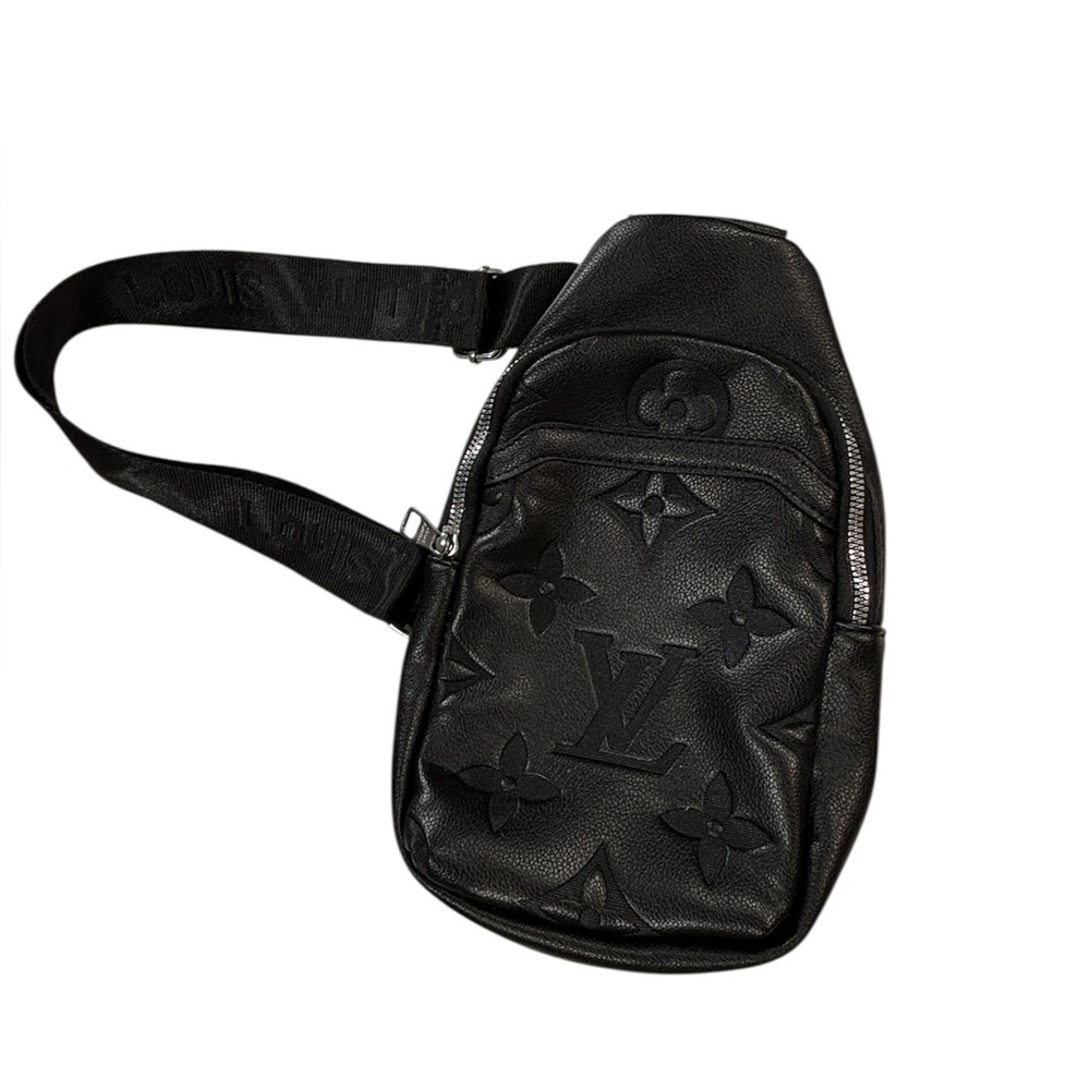 Unisex black embossed belt bag